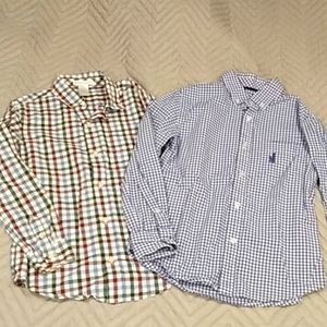 2 boys long sleeve button down dress shirts size 8 Janie and Jack Johnnie-O